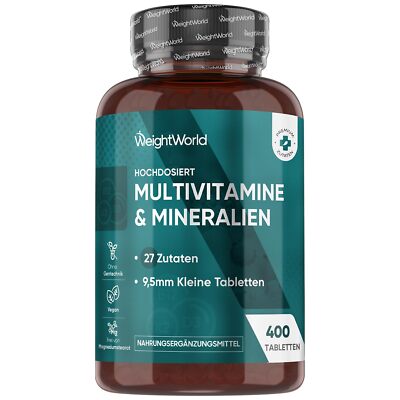 Multivitamin Tabletten - 400 vegane Tabletten - 27 Zutaten - Mit Vit B Komple...
