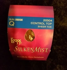 Leggs Silken Mist Sheer Toe Control Top Pantyhose Sun Beige Size Q