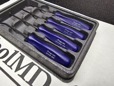 827【未開封・新品未使用】激レア入手困難カラーパープルミックス／バンスクリップ Snap-on Tools USA NOS 4pc DARK PURPLE Mini Hard Handle Pick / Awl