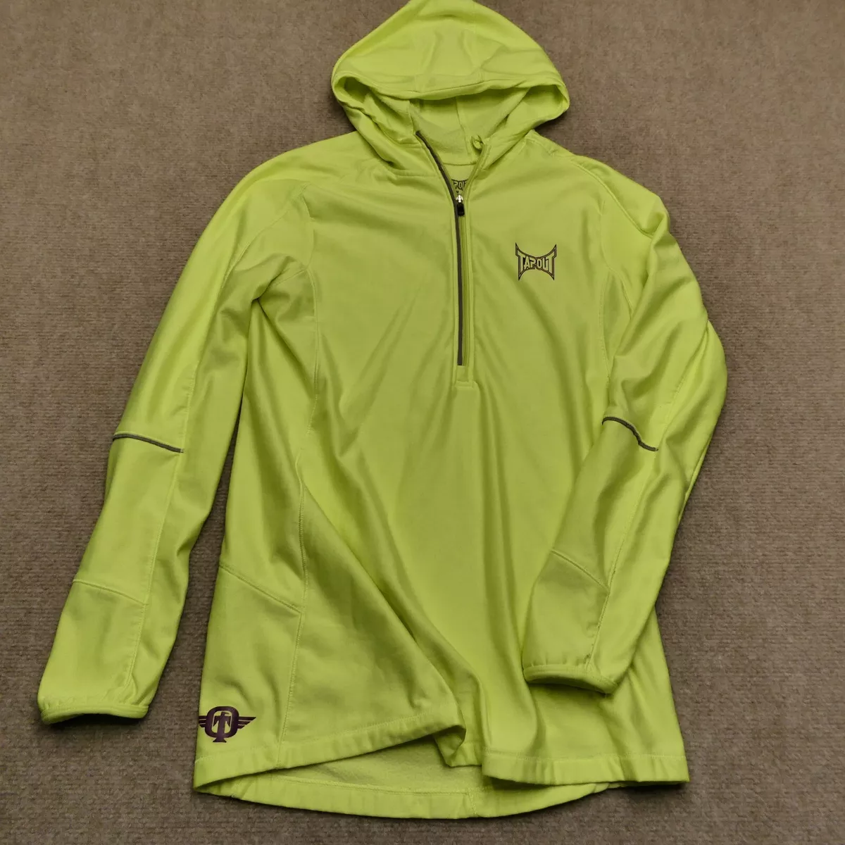 Tapout Sweater Womens Medium 1 2 Zip Reflective Strips Hooded Sweatshirt Hoodie