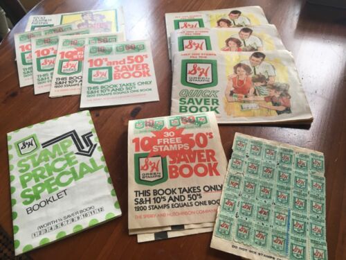 L@@K ! VTG Green Stamps Lot S&amp;H Sperry And Hutchinson Saver Books filled &amp;empty
