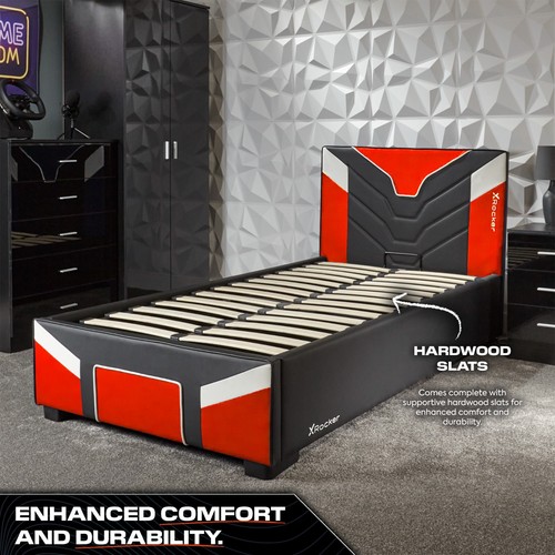 X ROCKER Cerberus MKII Ottoman Bed Frame Storage SMALL DOUBLE - RED | CLEARANCE - Picture 5 of 7