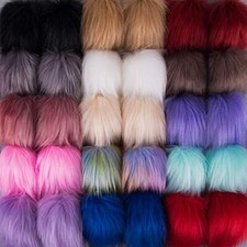 30 Pieces Faux Fox Fur Pom Pom with Elastic Loop Fluffy DIY Bright Color