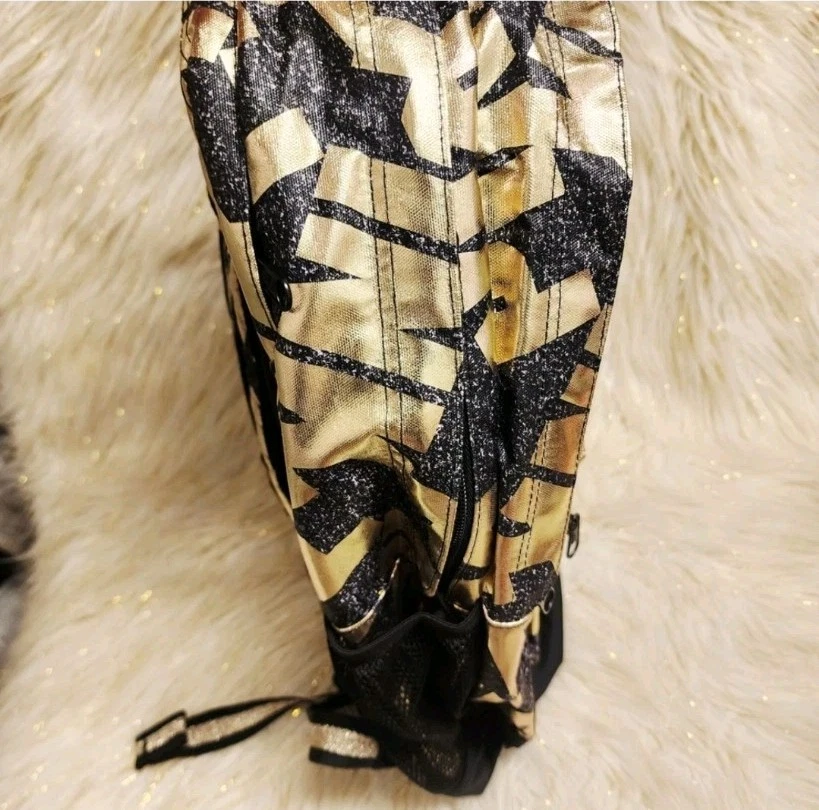 Victoria's Secret PINK Bling Campus Backpack Gold Black 17" Laptop Bag - Image 4 of 4