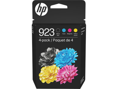 HP 923 CMYK Original Ink Cartridge 4-Pack, ~500 pages K, ~400 pages C/M/Y,
