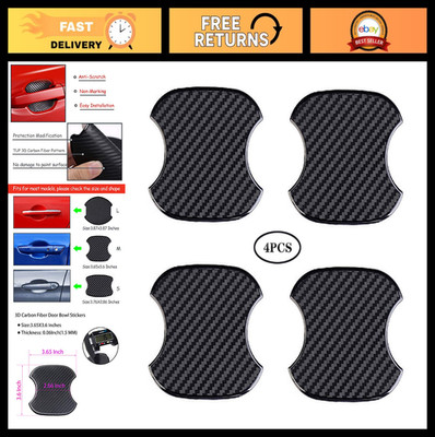 4Pcs Universal 3D Carbon Fiber Car Door Handle Scratch Protector Stickers Pads
