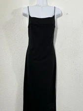 Vintage Blondie Nites Dress Womens Small Black Beaded Butterfly Maxi 90s Y2K