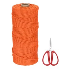 Braided Macrame Cord, 3mm x 109 Yards Natural Cotton Rope with Scissors Orange