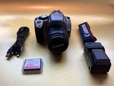 Canon EOS Rebel XT 8MP Digital SLR Camera with 18-55mm Lens Kit Silver- TESTED