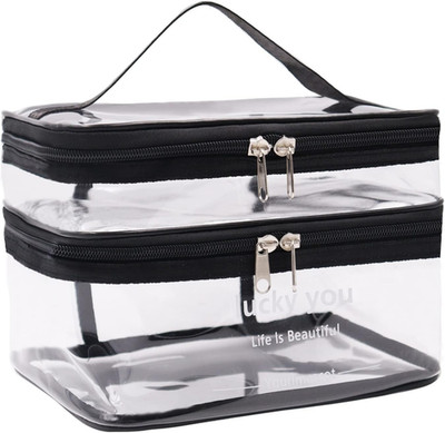 Transparente Kosmetiktasche,Makeup Tasche Doppelschichtige Makeup Bag Makeup Org