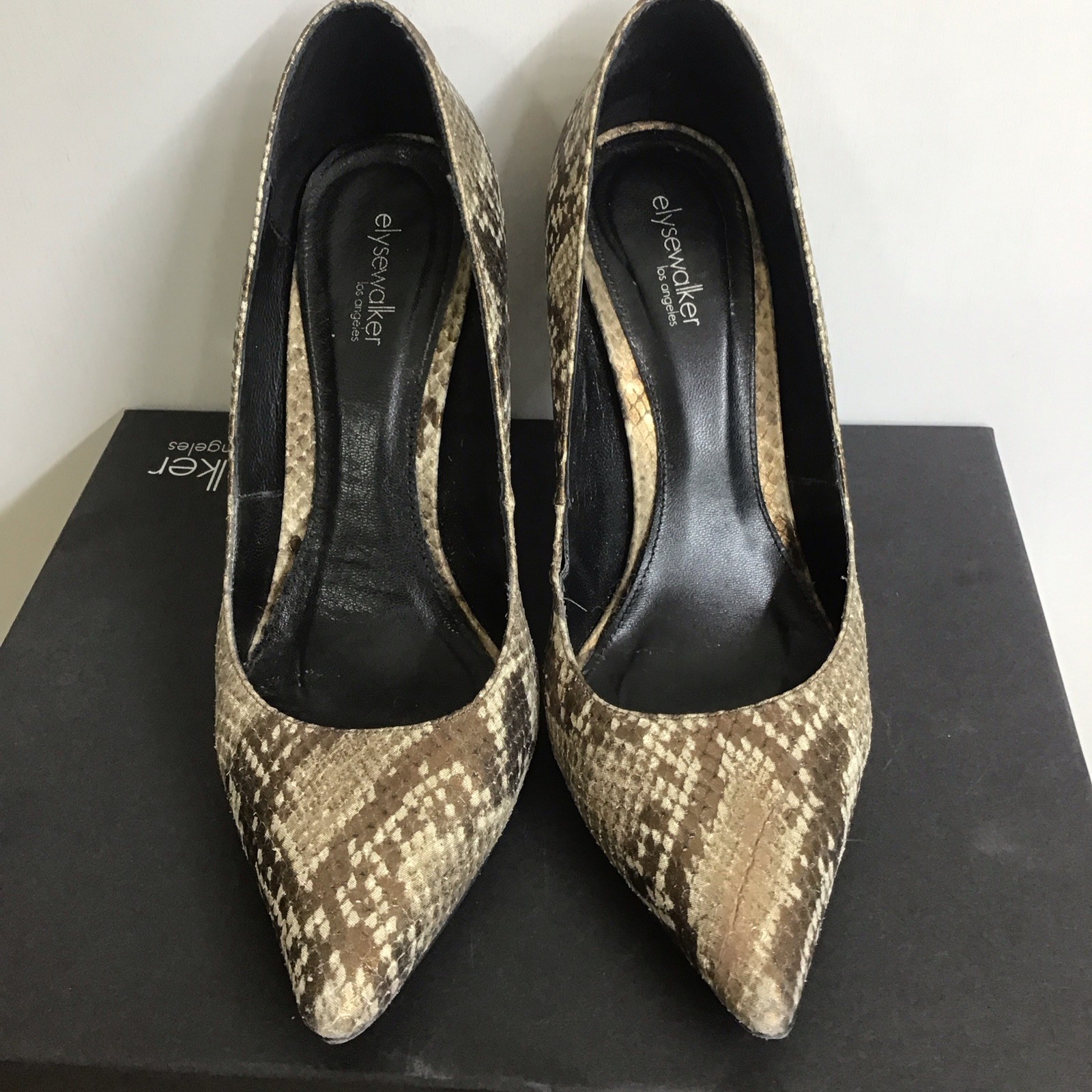 Elyse Walker Sable Met Bronze Python Leather Prin… - image 3