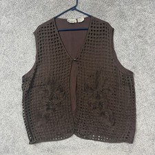 Vintage Y2K Midnite Vest 2X Brown Layering Boho Artsy Earthy Festival Whimsigoth