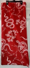 Year Of The Snake 60x140 Oblong Red Tablecloth Cherry Blossoms Snakes Polyester