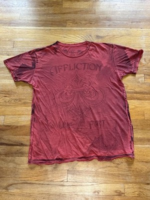 Affliction Live Fast Fleur De Lys T Shirt Mens Size 2XL Red Short Sleeve
