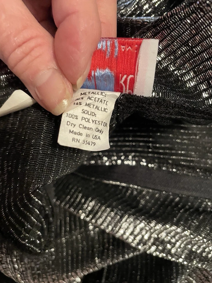 Vtg 70s Milkmaid Drop Waist Sheer Metallic Silver Party Dress 7/8 Disco 36/28 - Image 3 of 4