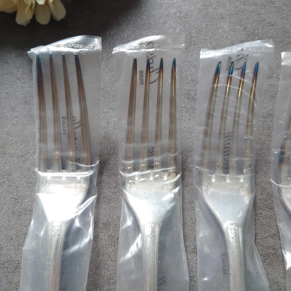 Tenedor de mesa Christofle Malmaison sin abrir 6 piezas cubiertos plateados nuevo Foto 2 de 4