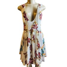 Free People Dress Womens XS White Floral Sundress Fit & Flare Crochet Backless
