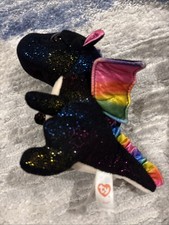 Ty Beanie Boo Baby Rainbow/ Black Dragon Anora 9' Inch NM Condition