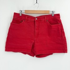 Vintage 90s Red Denim Shorts Womens L High Rise Mom Retro Normcore Americana