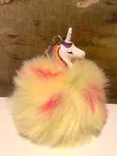 CUTE POM POM FUR BALL ENAMEL UNICORN KEYCHAIN/HANGING PENDANT