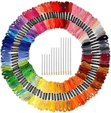 124 Skeins Embroidery Floss Thread Set with 16 Needles Rainbow Colors Crafting