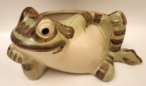 Vintage Mid-Century Brush McCoy Art Pottery 10" Reclining Frog Planter - VGC!