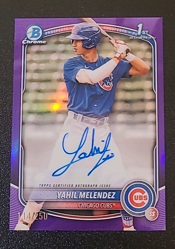 2025 Bowman Chrome Yahil Melendez Auto Purple Refractor 1st #/250