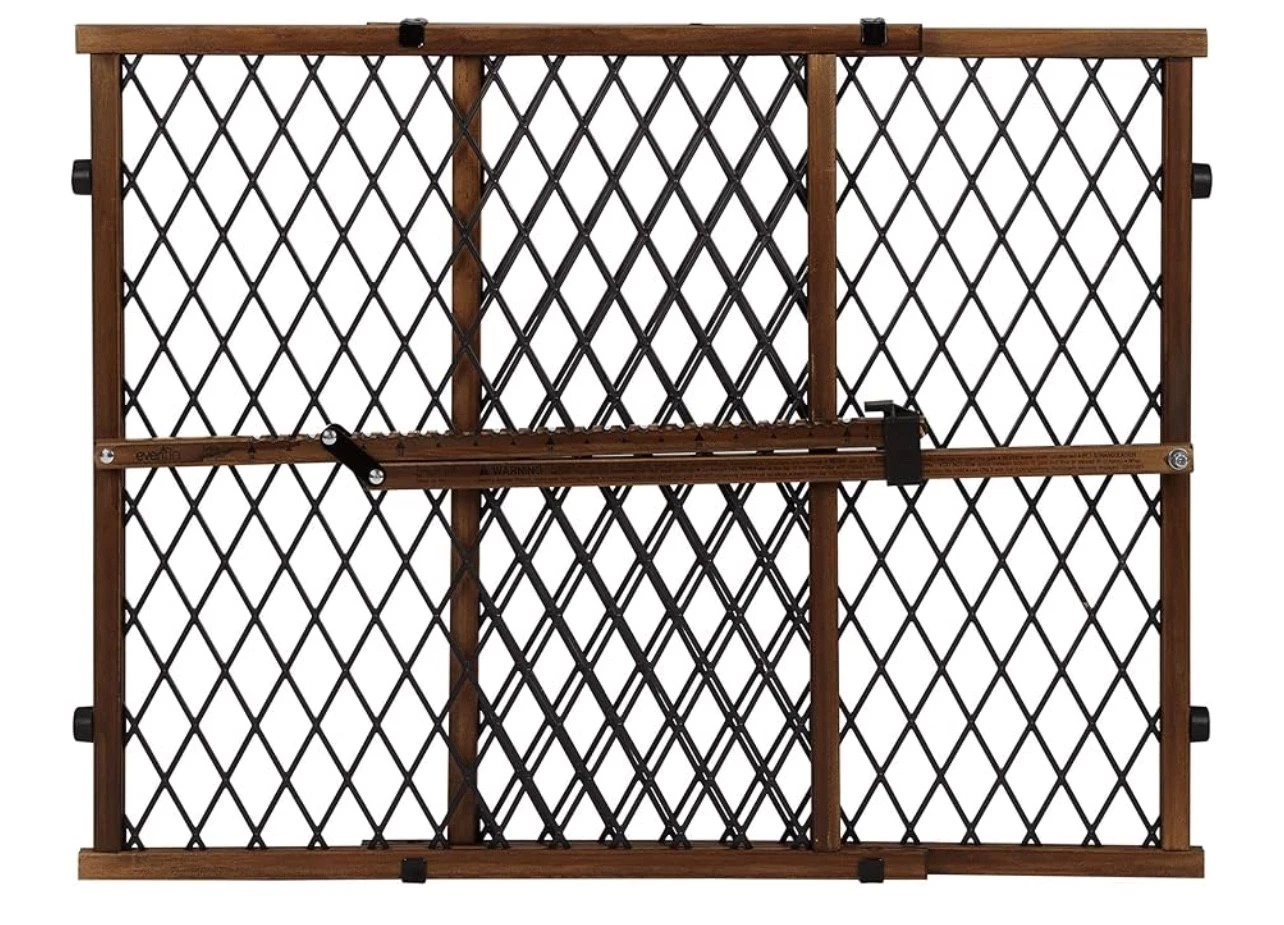 Evenflo Lockable Adjustable Baby Gate, Press-Fit Installation, Farmhouse Series