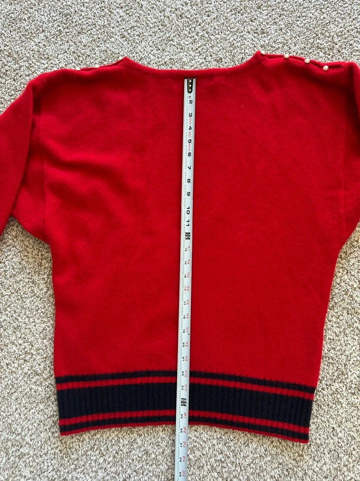 Suéter De Colección Años 90 Chaus L/XL Rojo Perla Lana de Cordero Angora Cabello de Conejo Manga Corta Foto 4 de 4
