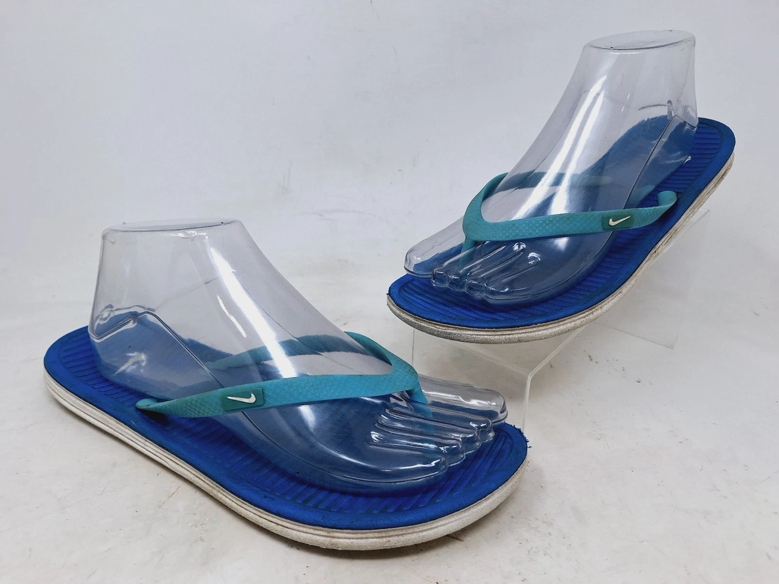 Sandali infradito Nike donna Solarsoft tanga blu stampa bianco swoosh taglia 8