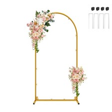Gold Metal Arch Backdrop Stand, 6FT Wedding Arch Stand for Birthday Party Bri...