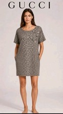 Gucci Casual Women's Size M Green Animal Print Shirt Dress With Pockets NEW #7