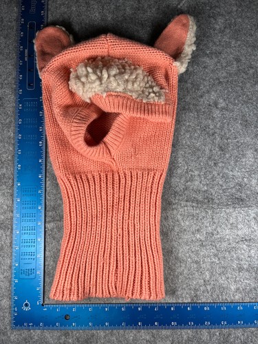 Lamb Bienvenu Beanie Toque Youth One Size Pink Knit Cotton Blend Ear Flap Scarf