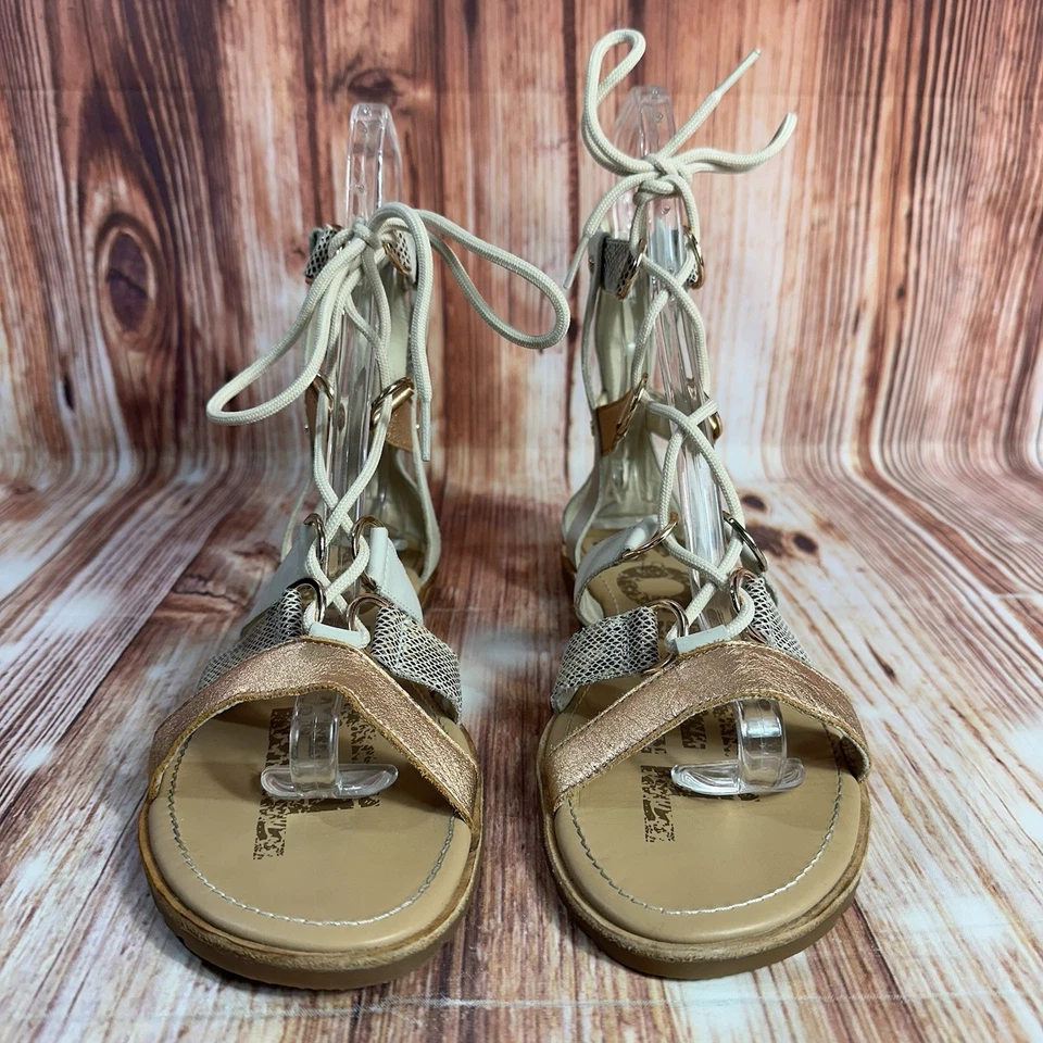 Sandalias de gladiador Sorel ELLA talla 10 de cuero con cremallera con cordones punta abierta zapatos planos Foto 2 de 4