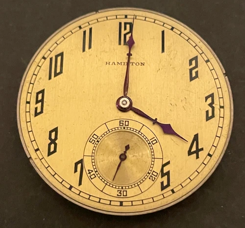 Antique 1925 Hamilton Grade 916 Pocket Watch Movement Ticks Balance 12s 17j USA