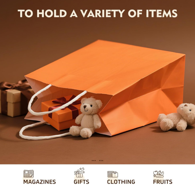 Gift Bags bulk with Handles lot Small Christmas Paper Shopping Kraft Birthday 24