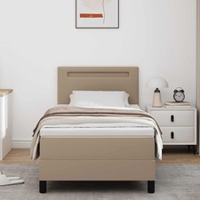 Letto a molle Cappuccino 90 x 200 cm Pelle sintetica