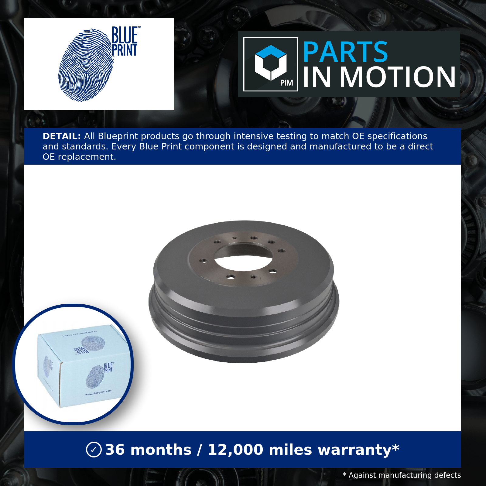 2x Brake Drums (Pair) Rear 295mm ADN14718 Blue Print Set 432063T010 432066T110