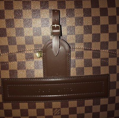 Louis Vuitton Name Tag Damier Ebene Dark Brown Goldtone Large