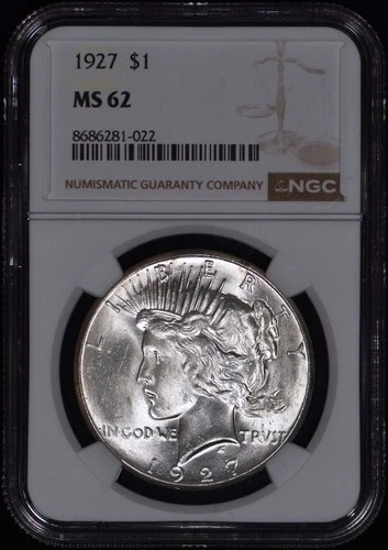 1927 Peace Silver Dollar $1 NGC MS62 - White & Lustrous!