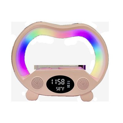 6-in-1 Smart G-Lamp RGB Night Light 15W Wireless Charger Bluetooth Speaker Clock