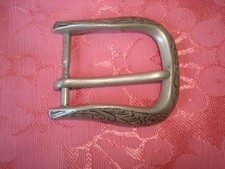 Vintage Western Style Pewter Buckle With Floral Design KJ