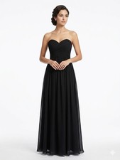 Women's Mori Lee Madeline Gardner Strapless Chiffon Sweetheart Formal Gown Sz 8