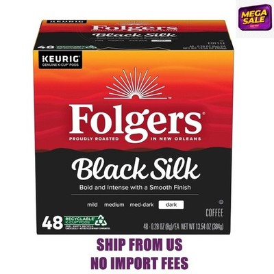 Folgers Black Silk, Dark Roast Coffee, Keurig K Cup Pods, 48 Count Box