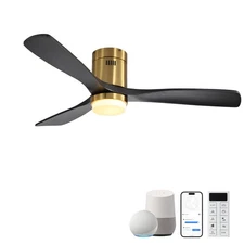 Sofucor Gold+Solid Wood Blades 52in Ceiling Fan,Smart Fan,Work with AI/APP/Voice