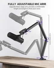 NEW KU XIU Boom Arm, Upgraded Mic Arm with Sturdy Aluminum Alloy Fully Adustable