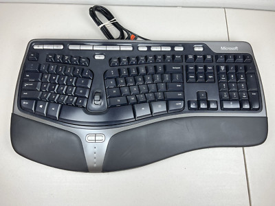 Microsoft Natural Ergonomic USB Wired Keyboard 4000 V1.0 Black KU-0462 Tested