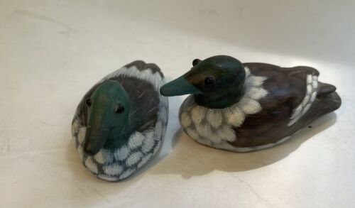 Set Of 2 Wood Carved Painted Ducks Penco Hong Kong