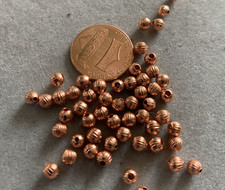 Solid copper Beads 4mm Corrugated Round 50 pc
