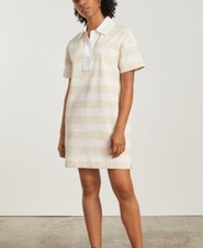 NWT Everlane Tan White Stripe Organic Cotton Polo Dress Size XS